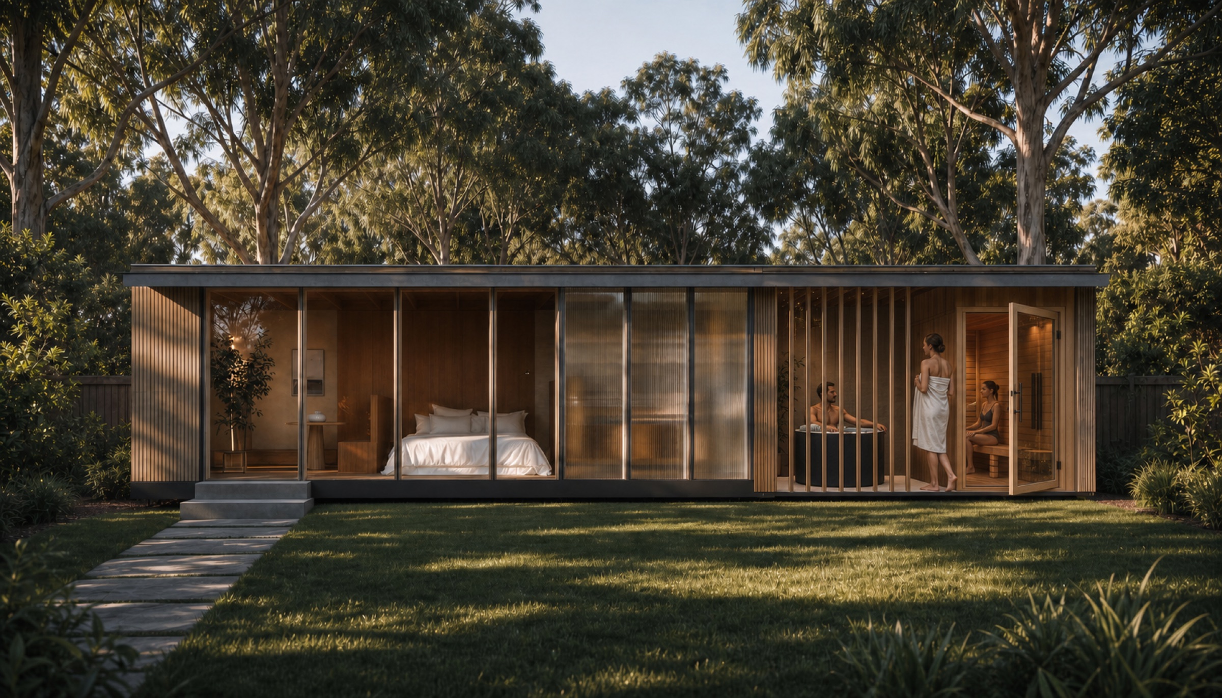 The same Backyard studio with a sauna and ice room added