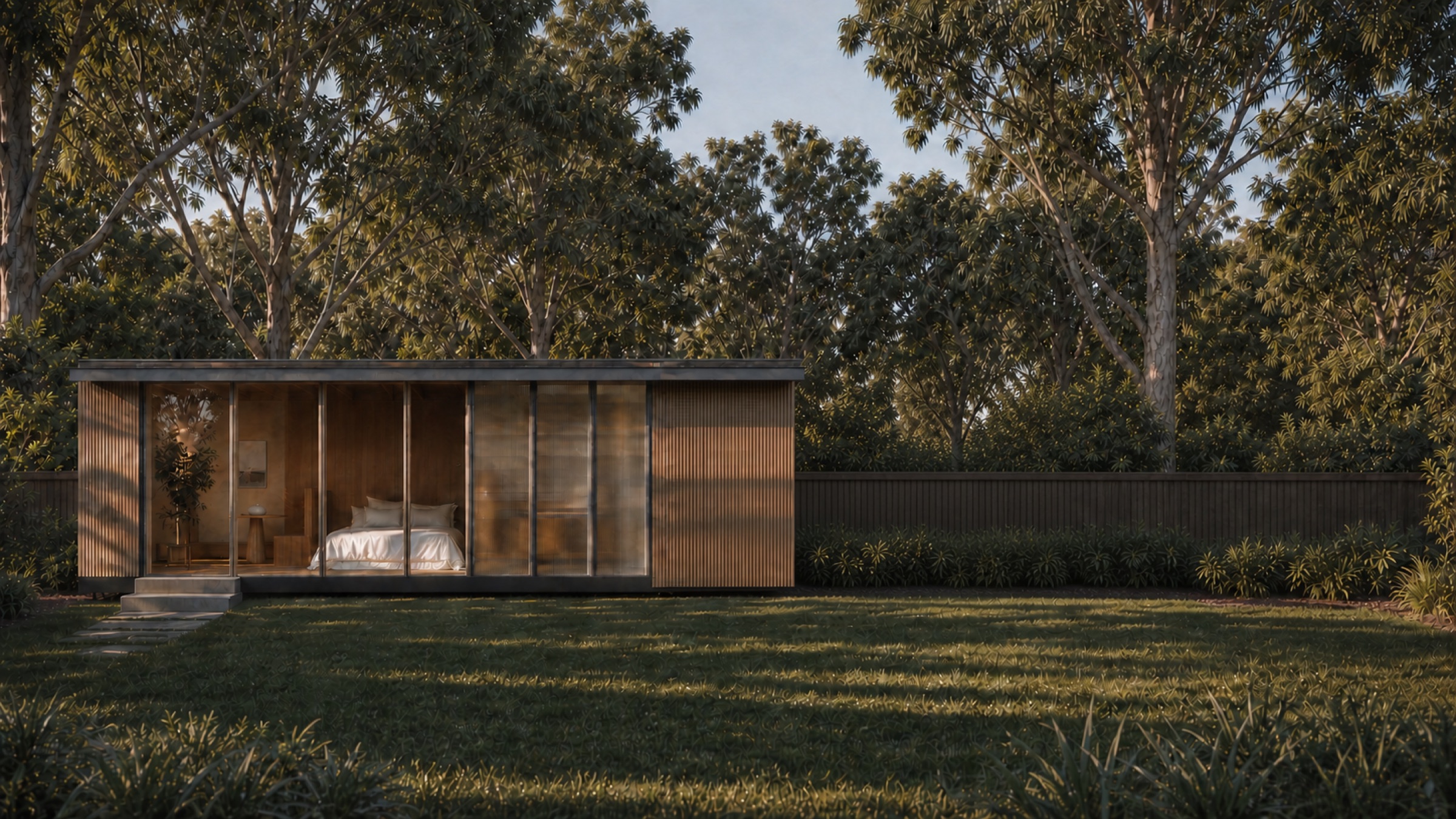 Full view of the Backyard studio in a garden